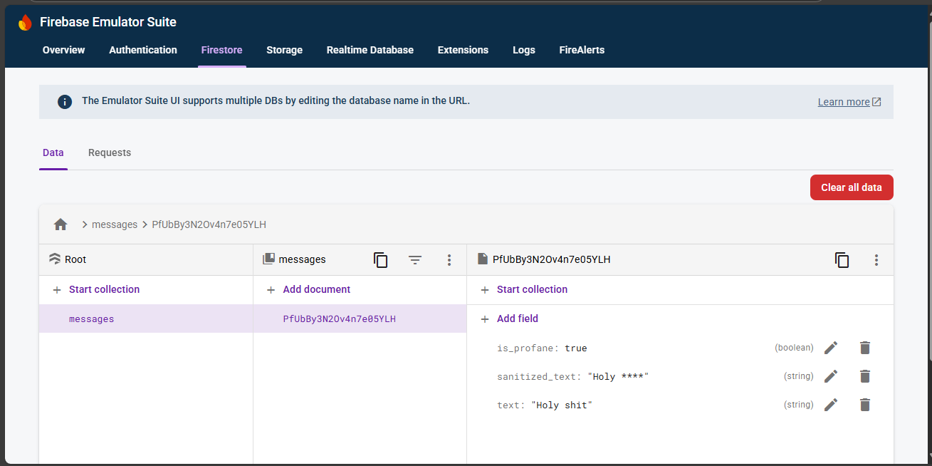 Document automatically updated with sanitized text and profanity flag